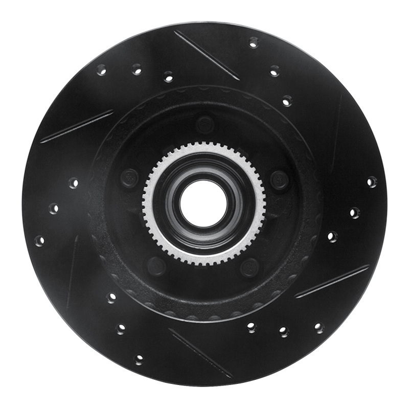 Chevrolet S10 Blazer Brake Rotor (1) - Front Left - R1 Concepts - Drilled & Slotted - Black - `91-`03